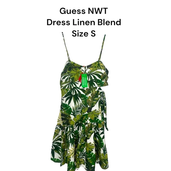 Women's Guess Dress Size S Green Linen Blend NWT Women's Guess Dress Size S Green Linen Blend NWT